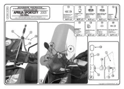 Givi A129A Mounting Kit For 105A/128A Windscreens Sportcity 125 / 200 / 250 '04-'08 -Scootik Bike Shop A129A fi 2