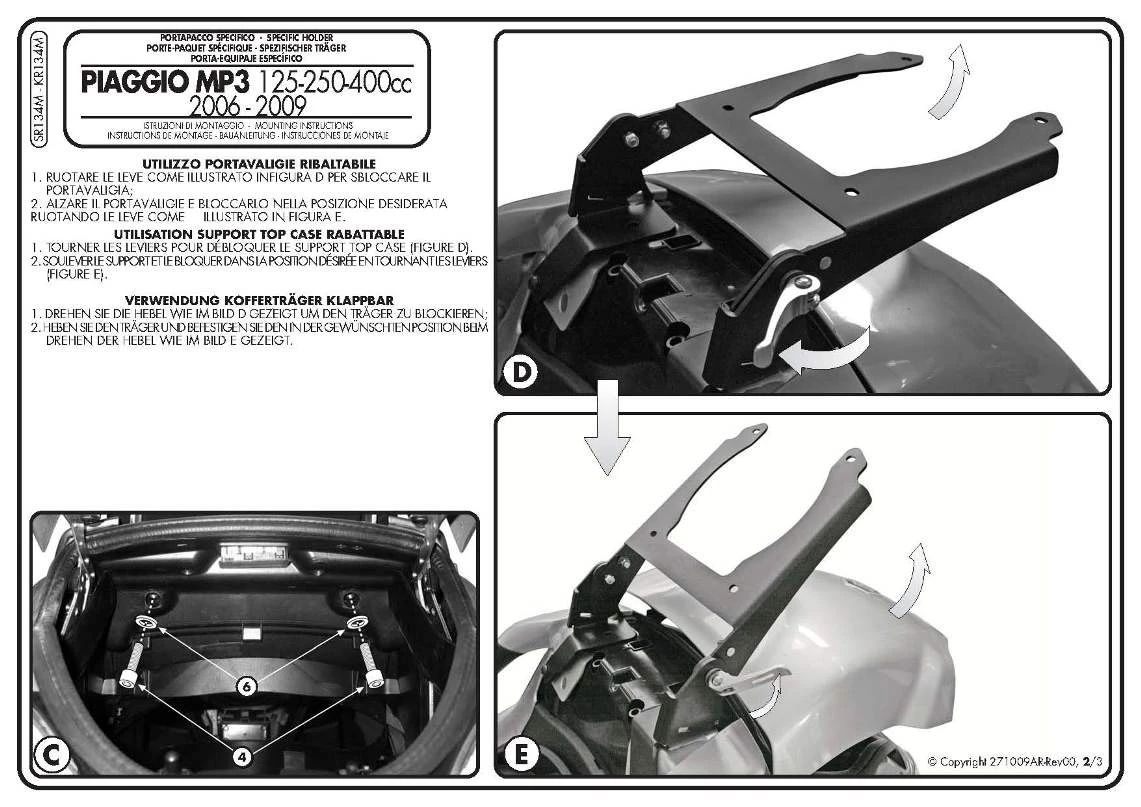 Givi SR134M Specific Rack For For Piaggio MP3 250 & 400 5 Givi SR134M Specific Rack For For Piaggio MP3 250 & 400 - Image 3