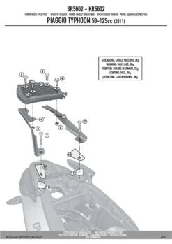 Givi SR5602 Specific Rack For Piaggio Typhoon 50 & 125 (2011-2012) -Scootik Bike Shop GVSR5602 fi 3