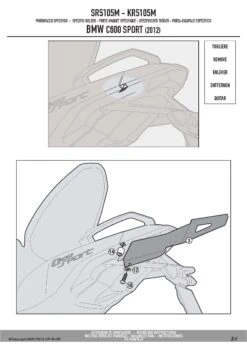 Givi SR5105M Monolock Top Case Rack For BMW C600 Sport (2012-2015) -Scootik Bike Shop SR5105M fi 3