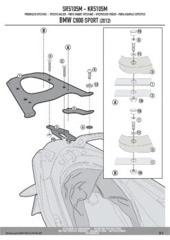 Givi SR5105M Monolock Top Case Rack For BMW C600 Sport (2012-2015) -Scootik Bike Shop SR5105M fi 4