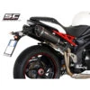 SC-Project T05-34C Dual Carbon Conic High Mount Exhaust Triumph Speed Triple / R (2011-2015) -Scootik Bike Shop sc project t05 34cal carbon conic high exhaust