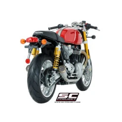 SC-Project T11-D42A Dual Conic 70s Style Short Exhaust Triumph Thruxton 1200 / R (2016-) -Scootik Bike Shop sc project t11 d42aal conic 70s style exhaust image6
