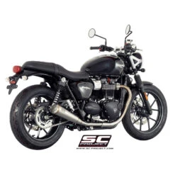 SC-Project T14-D37A70S Dual Conic 70s Style Exhaust For Triumph Street Twin (2016-) -Scootik Bike Shop sc project t14 d37a70sal conic 70s style exhaust image3