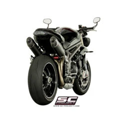 SC-Project T16-12C Dual High Mount Oval Exhaust For Triumph Speed Triple R / S (2016-) -Scootik Bike Shop sc project t16 12cal high mount oval exhaust image4