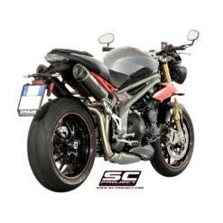 SC-Project T16-28C GP-Tech Dual High Mount Exhaust For Triumph Speed Triple R / S (2016-) -Scootik Bike Shop sc project t16 28c gp techal high mount exhaust image4