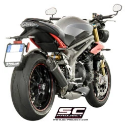 SC-Project T16-L35C Conic Slip-on Exhaust For Triumph Speed Triple 1050 (2016-2017) -Scootik Bike Shop sc project t16 l35c conic slip on exhaust image5