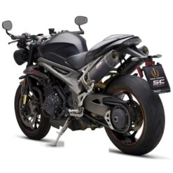 SC-Project T22-12C Oval Slip-on Exhaust, Carbon For Triumph Speed Triple '18-'20 -Scootik Bike Shop sc project t22 12c oval slip on exhaust carbon image3